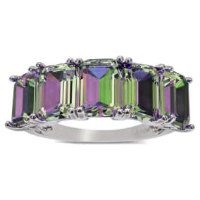 5 Carat Octagon Five Stone Mystic Topaz Ring. Gorgeous Amethyst In An Amazing Band!
