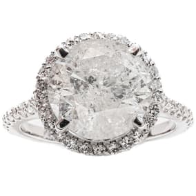 One of a Kind 4 Carat Halo Diamond Engagement Ring With 3.14 Carat Center In 14K White Gold