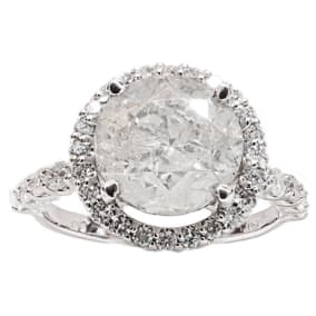 One of a Kind 4 Carat Halo Diamond Engagement Ring With 3.30 Carat Center In 14K White Gold