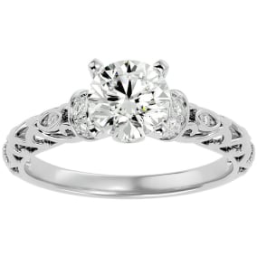 2 1/4 Carat Vintage Diamond Engagement Ring In 14 Karat White Gold