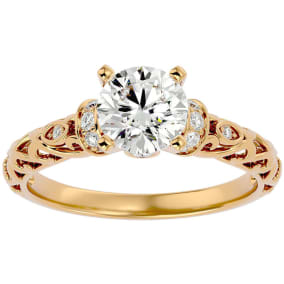2 1/4 Carat Vintage Diamond Engagement Ring In 14 Karat Yellow Gold