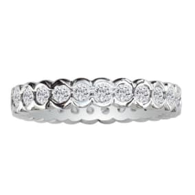 Estate Jewelry Sterling Silver 3 Carat Half Bezel Created Diamond Eternity Band, Size 6