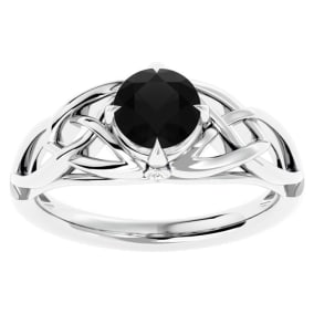 1 Carat Celtic Love Knot Black Moissanite Engagement Ring In 14 Karat White Gold