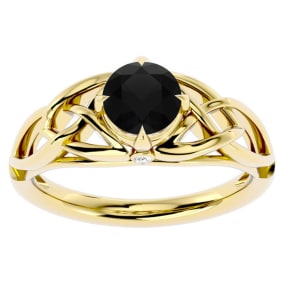 1 Carat Celtic Love Knot Black Moissanite Engagement Ring In 14 Karat Yellow Gold