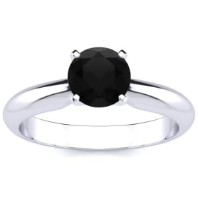 1 Carat Black Moissanite Solitaire Engagement Ring In Solid Platinum. First Time Ever Offered!!!