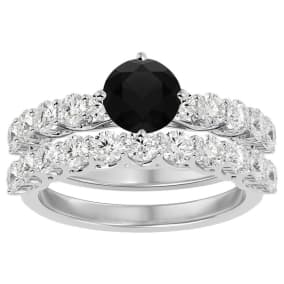 2 1/2 Carat Black Moissanite Bridal Set In 14 Karat White Gold