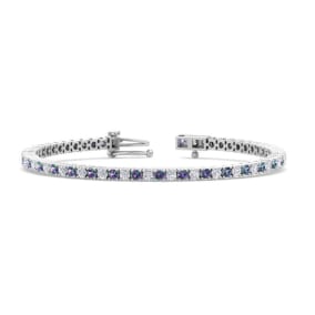 4 1/2 Carat Mystic Topaz And Diamond Tennis Bracelet In 14 Karat White Gold, 7 Inches