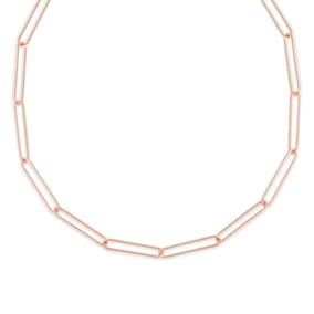 14 Karat Rose Gold Wire Paperclip Chain Necklace, 18 Inches