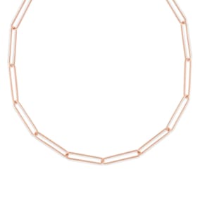14 Karat Rose Gold Wire Paperclip Chain Necklace, 18 Inches