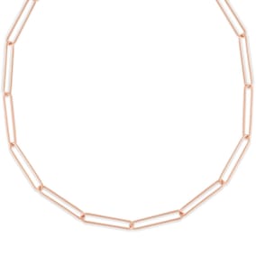 14 Karat Rose Gold Wire Paperclip Chain Necklace, 24 Inches