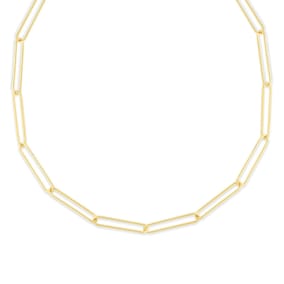 14 Karat Yellow Gold Wire Paperclip Chain Necklace, 18 Inches