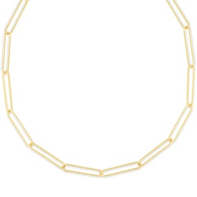 14 Karat Yellow Gold Wire Paperclip Chain Necklace, 24 Inches