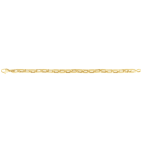 14 Karat Yellow Gold Mens Paperclip Chain Bracelet, 8 1/2 Inches
