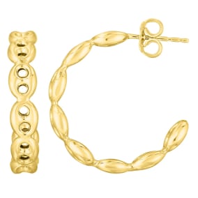 14 Karat Yellow Gold Mariner Hoop Earrings, 3/4 Inch