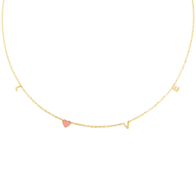 14 Karat Yellow and Rose Gold Love Necklace, 18 Inches