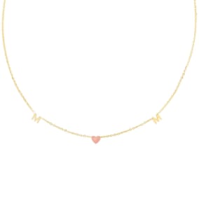 14 Karat Yellow and Rose Gold Mom Necklace, 18 Inches