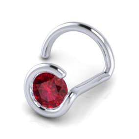 CLEARANCE 0.02ct 1.5mm Ruby Nose Ring In 14K White Gold
