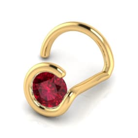 0.02ct 1.5mm Ruby Nose Ring In 14K Yellow Gold