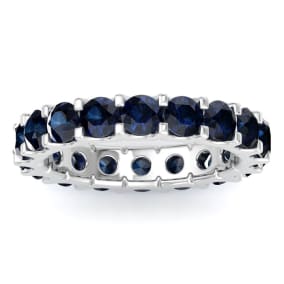 3 Carat Round Sapphire Eternity Band In Platinum, Band Size 6.5