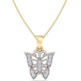 Diamond Butterfly Pendant in 10k Yellow Gold