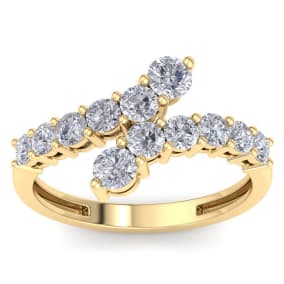 1ct Journey Style Right Hand Diamond Ring in 14k Yellow Gold