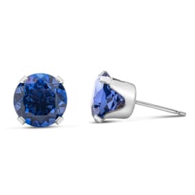3 Carat Tanzanite Earrings In Sterling Silver, 8MM