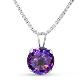 1 1/2 Carat Amethyst Necklace In Sterling Silver, 8MM