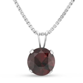 Garnet Necklace: Garnet Jewelry: 1 1/2 Carat Garnet Necklace In Sterling Silver, 8MM