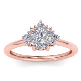 1 Carat Diamond Engagement Ring With Crown In 14 Karat Rose Gold