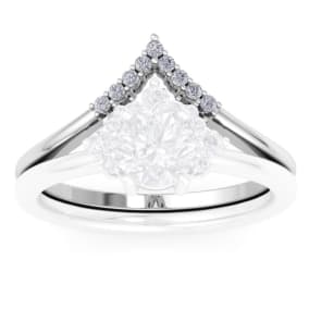 1/10 Carat Matching V Crown Diamond Wedding Band Ring In 14 Karat White Gold