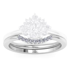 1/10 Carat Matching C Crown Diamond Wedding Band Ring In 14 Karat White Gold