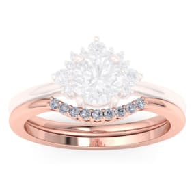 1/10 Carat Matching C Crown Diamond Wedding Band Ring In 14 Karat Rose Gold