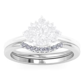 1/10 Carat Matching C Crown Moissanite Wedding Band Ring In 14 Karat White Gold