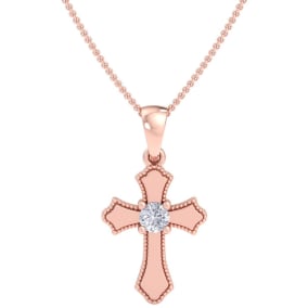 1/14ct Diamond Cross Pendant in 10k Rose Gold