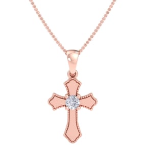 Estate Jewelry 1/14ct Natural Diamond Cross Pendant in 10k Rose Gold