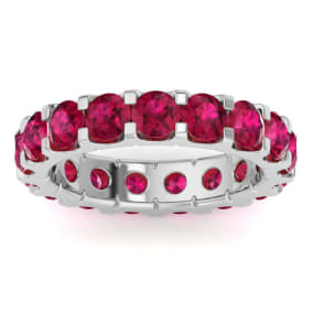 Eternity Ring Size 9.5 4 Carat Round Ruby Eternity Ring In 14 Karat White Gold
