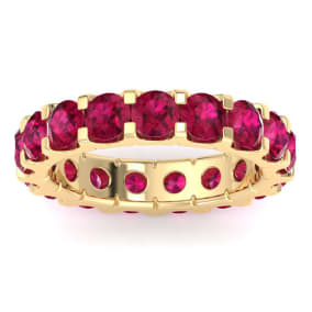 Eternity Ring Size 9.5 4 Carat Round Ruby Eternity Ring In 14 Karat Yellow Gold