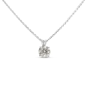 Estate Jewelry 3/4 Carat Diamond Solitaire Necklace In14 Karat White Gold 