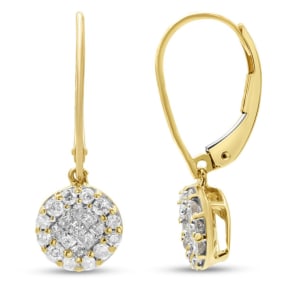 Previously Owned 10 Karat Yellow Gold 1/2 Carat Pave Diamond Drop Earrings