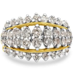 Previously Owned 10 Karat Yellow Gold 2 1/2 Carat Diamond Cocktail Ring, Size 7