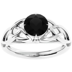1 1/2 Carat Celtic Love Knot Black Moissanite Engagement Ring In 14 Karat White Gold