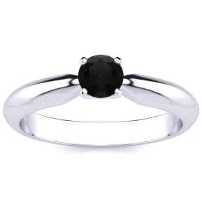 1/4 Carat Black Moissanite Solitaire Engagement Ring In 14 Karat White Gold