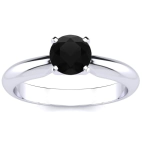 3/4 Carat Black Moissanite Solitaire Engagement Ring In 14 Karat White Gold