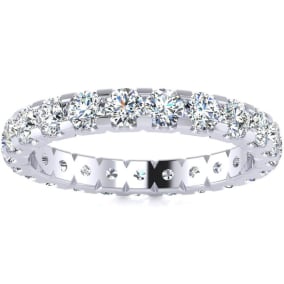 2 Carat Round Diamond Eternity Ring In Platinum, Ring Size 4