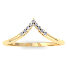Thumb Rings, 1/10 Carat Diamond Thumb Ring In 14 Karat Yellow Gold