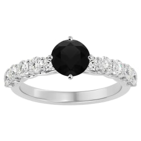 1 3/4 Carat Black Diamond Engagement Ring In 14 Karat White Gold