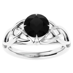 2 Carat Celtic Love Knot Black Diamond Engagement Ring In 14 Karat White Gold