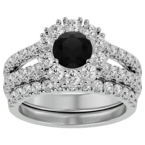4 1/2 Carat Black Diamond Bridal Set In 14 Karat White Gold