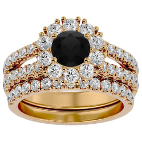 4 1/2 Carat Black Diamond Bridal Set In 14 Karat Yellow Gold