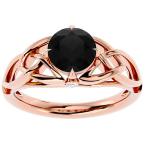 1 1/2 Carat Celtic Love Knot Black Diamond Engagement Ring In 14 Karat Rose Gold